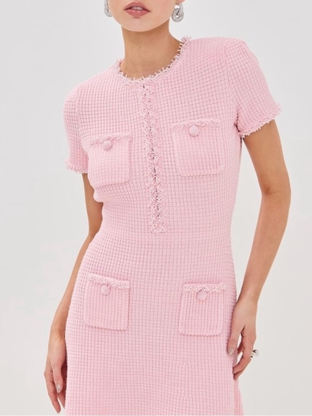 SELF-PORTRAIT pink knit dress XS